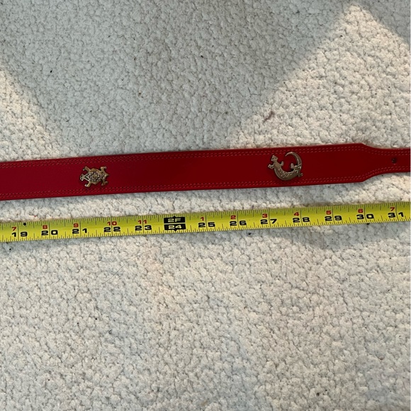 Red Leather Belt with Silver design and Buckle Made in the USA - Picture 12 of 15